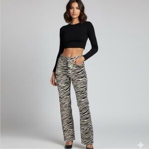 Zara Zebra Print Women Jeans - Black and White
